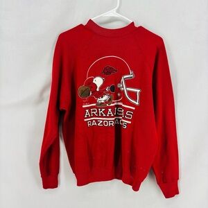 Vintage 80s Arkansas Razorbacks Snoopy Sweatshirt Artex Jostens Made in USA